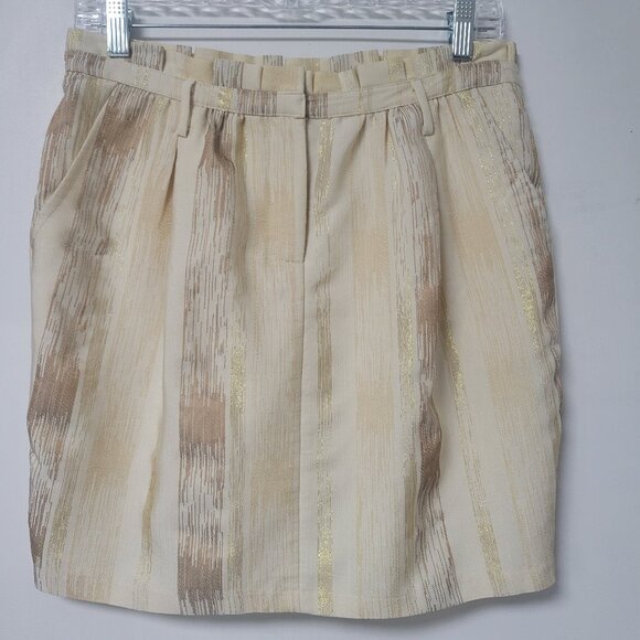 Vintage Y2K Love 21/Forever 21 Striped Metallic High-Waisted Pleated Mini Skirt - Picture 1 of 12